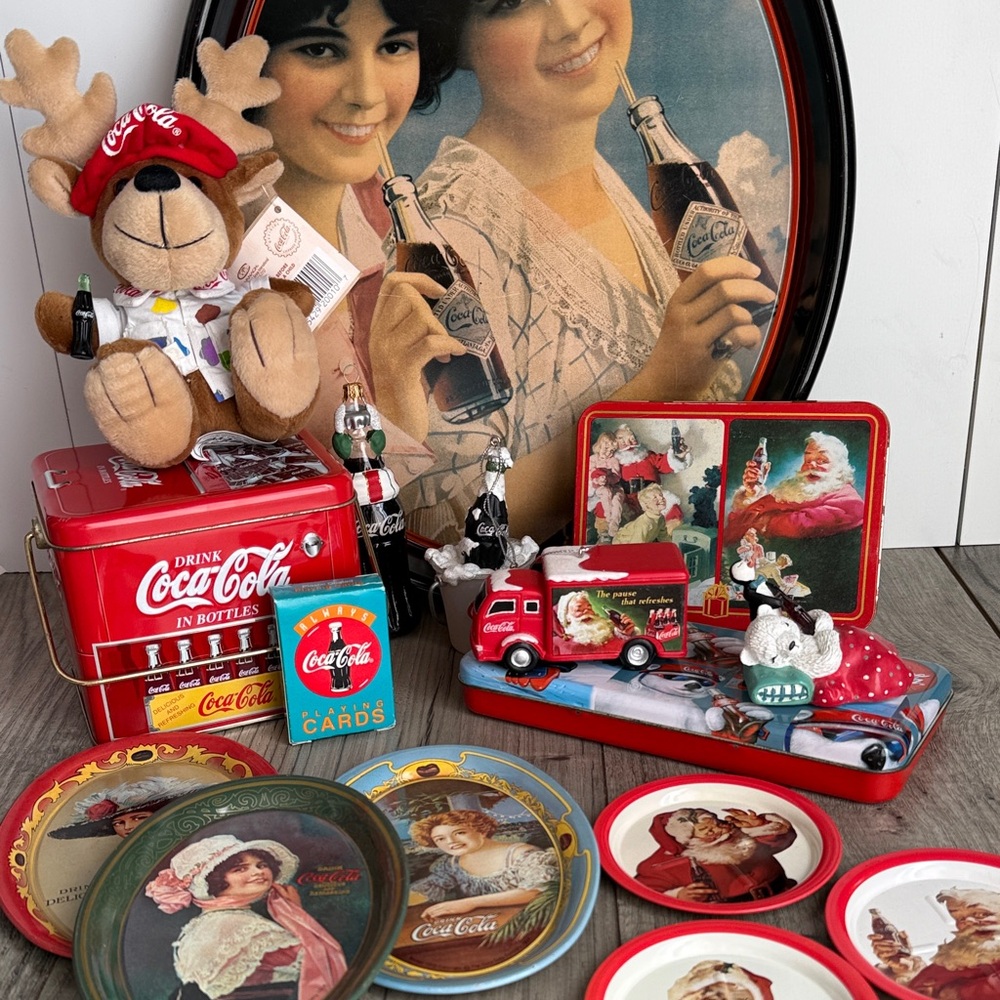 Coca-Cola Collectible tins, Ornaments, trays, Cards, plush